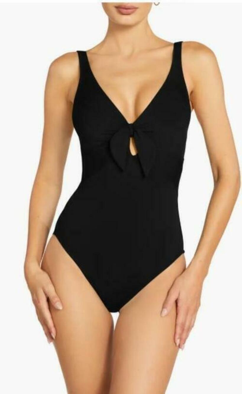 Robin Piccone Women's Black Ava Knot One-Piece Swimsuit 10